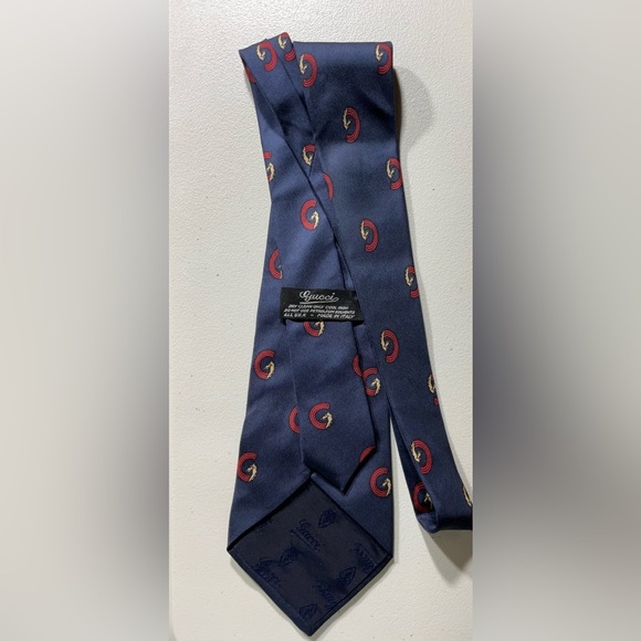 Gucci Navy Blue Tie with Red and Gold Accents - Picture 3 of 5
